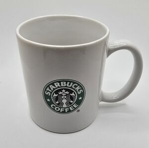 2008 Starbucks BARISTA Classic Siren Logo Glossy White Green 11 OZ Coffee Mug